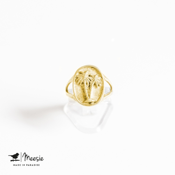 Ring Zegelring Palmboom Goud op zilver Ring Zegelring Palmboom Goud op zilver